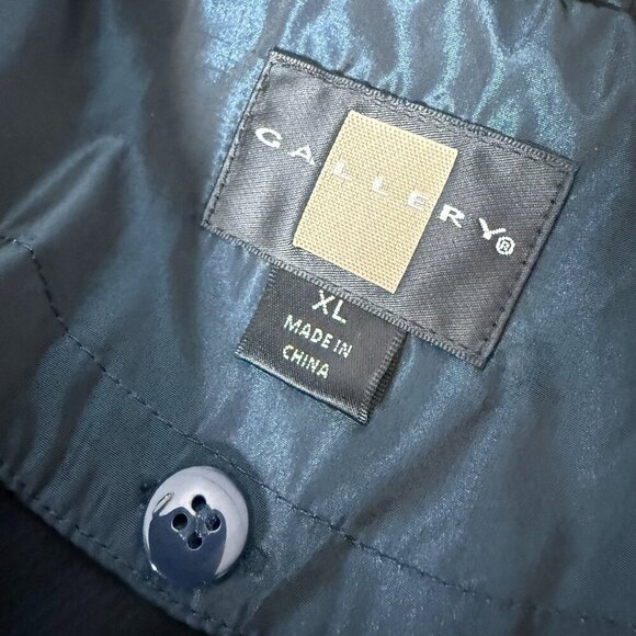 Gallery Women's Navy Trench Coat Removable Liner Sz XL - Picture 2 of 16